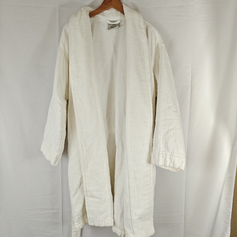 SOld Pottery Barn Cotton Linen Blend Robe In Cream Size Medium - Picture 3 of 10